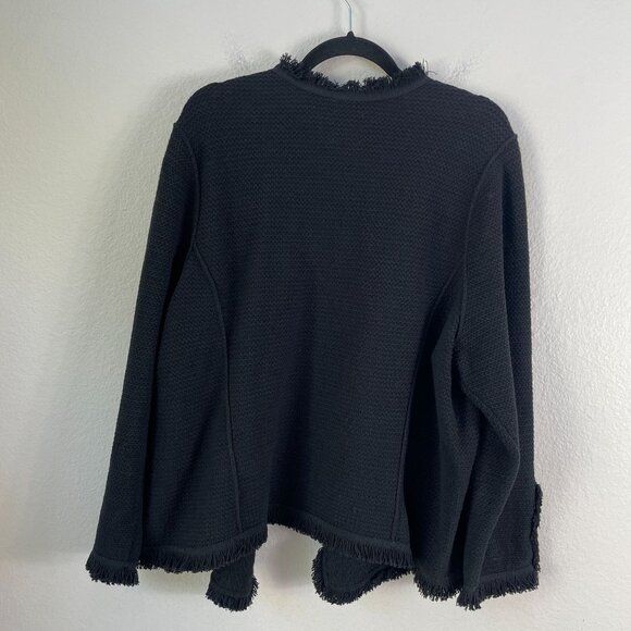 NEW Nic+Zoe Womens Plus 2X Black Onyx Fringe Open Front Cardigan Jacket - Picture 14 of 14